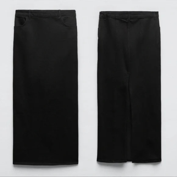 ZARA | The Sculpted Denim Skirt | Black - Picture 4 of 15